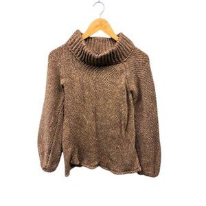 Stefanel Women’s S‎ Brown Turtleneck Sweater Wool Blend Chunky Knit Pullover Top